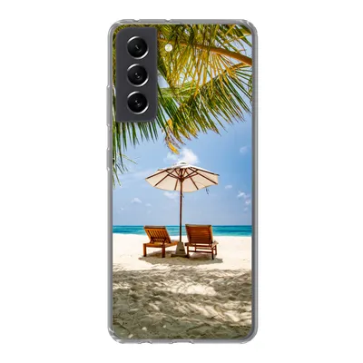 Produktbild von MuchoWow® Handyhülle Schutzhülle Hülle für Samsung Galaxy S21 FE Strand - Strandkorb - Sonnenschirm Silikon Softcase Handy Hülle - Mobiltelefonhülle