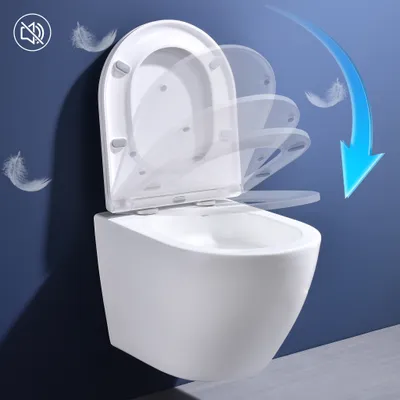 Produktbild von Homelody Hänge WC Toilette 360° Einloch Superspin Spülung,Toilettenbecken Toilettenspülung Geräuscharm, Kloschüssel und WC Sitz mit Absenkautomatik
