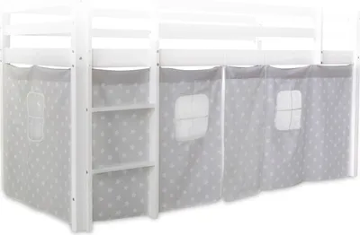 Produktbild von Homestyle4u 1877, Bettumrandung Bettvorhang für Hochbett Vorhang Stoff Baumwolle Grau Sterne