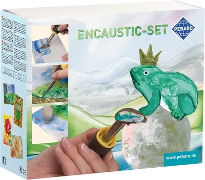 Productafbeelding van Encaustic Cadeauset incl. kolf, ministrijkijzer, schrijfpunt, messing borstel, 7 waskrijtblokken