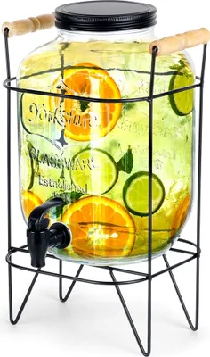 Immagine prodotto di Barattolo Bevande Barattolo grande Distributore in vetro con rubinetto e supporto 5,5 L