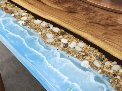 Produktbild von esstisch 1qm epoxid harz holz massive möbel wasserfall epoxy tisch giessharz