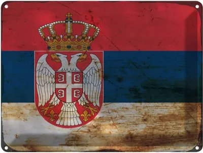 Produktbild von vianmo Blechschild 30x40 cm Serbien Serbia Flagge Fahne Wappen