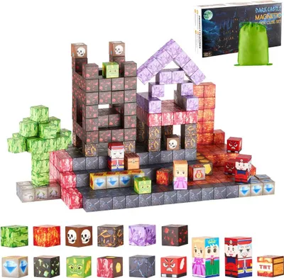 Obrázok produktu pre Sada magnetických stavebníc - 100 ks. Tmavý hrad - STEM Montessori hračka - vzdelávacia učebná hračka