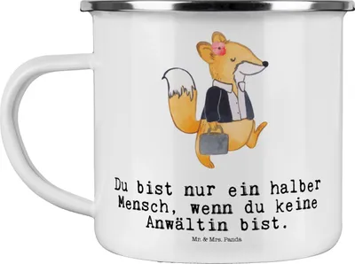 Produktbild von Mr. & Mrs. Panda Pott Anwältin Herz - Weiß - Geschenk, blechbecher, Staatsexamen, Motivtasse, Danke, Haferl, Lustig, Emaille Tasse, Spruch, Beruf, Teetasse, becher