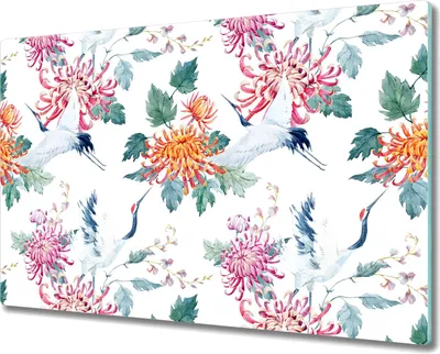Produktbild von Glas-Herdabdeckplatte Glaskeramikkochfeld-Abdeckung Spritzschutz - 80x52 cm -  Palme Blume Blume