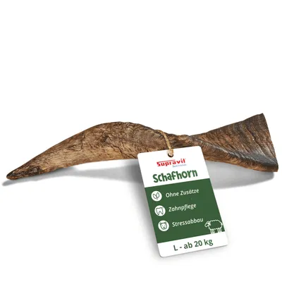 Produktbild von Supravit Natürliches Schafhorn L | Kauspielzeug für Hunde – gesundes Kauhorn für Zähne & Zahnfleisch | Langanhaltend, robust & splitterfrei