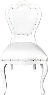Produktbild von Casa Padrino Barock Luxus Esszimmer Stuhl Weiß Kunstleder / Weiß - Handgefertigte Möbel