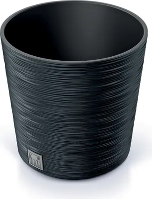 A black textured planter pot on a white background.
