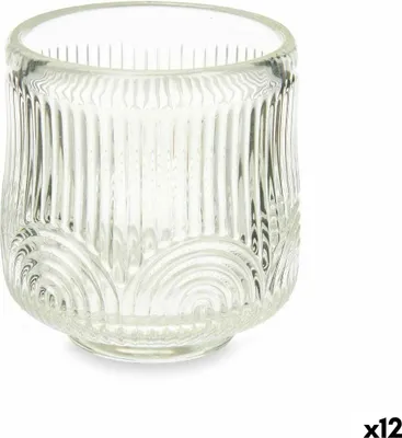 Obrázek produktu pro Miska na svíčku Stripes Transparentní křišťál 7,5 x 7,8 x 7,5 cm (12 kusů)