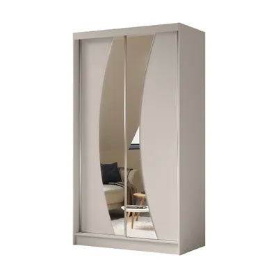 Image de BEAUTYSOFA Armoire spacieuse VOX II 120 cm - armoire à deux portes avec portes coulissantes, armoire, armoire avec miroir et tiroirs, couleur : cachemire