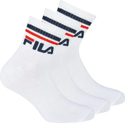 Produktbild von FILA Unisex Socken, 3 Paar Quarter - Kurzsocken, Sport, Logo-Bund, uni Weiß 43-46