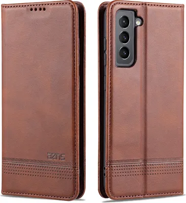Immagine prodotto di Custodia Samsung S21 FE 5G, portafoglio con chiusura magnetica e supporto, custodia in pelle flip per Samsung Galaxy S21 FE 5G Caffè
