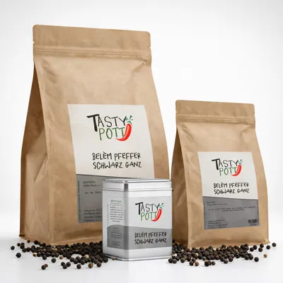 Produktbild von Tasty Pott Belem Pfeffer schwarz ganz - im Beutel - 1000g