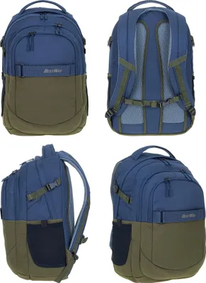 Produktbild von Schulrucksack Jungen 3 Teile Set Bestway Evolution Packer Schulmappe Rucksack Schultasche Tasche 40177-0626 Sportbeutel, Mäppchen Color Block Oliv Blau +rsm