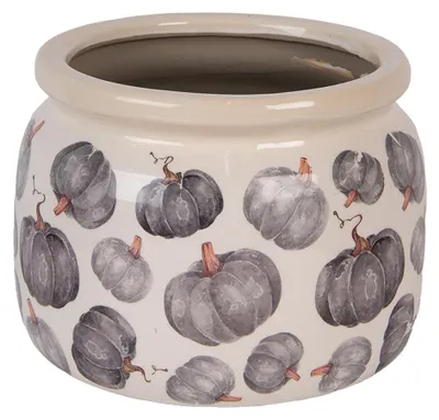 Produktbild von Clayre & Eef Blumentopf Ø 20x15 cm Beige Grau Keramik Kürbis