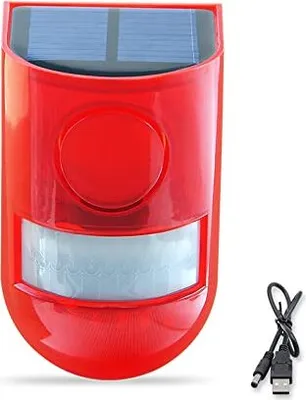Produktbild von Threeh Solar Warning Light Motion Sensor Fernbedienung IP65 Wasserdichter Alarm 4 Arbeitsmodi 110 dB Sound Security Siren Home Farm Barn Villa Yard
