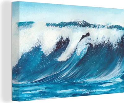Produktbild von OneMillionCanvasses® - Leinwandbilder - 140x90 cm, Golf - Meer - Aquarell, Wandbilder Kunstdruck Wanddekoration