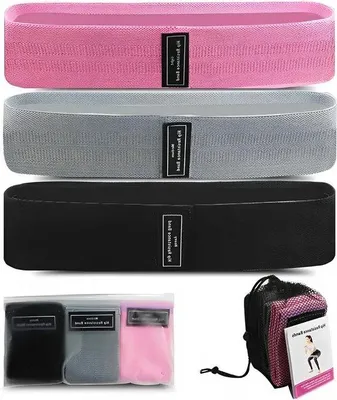 Produktbild von Fitnessbänder Set von 3, Widerstandsband aus Stoff, 37x83cm, ideal für Beine