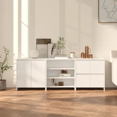 Produktbild von The Living Store 3-tlg. Sideboard Weiß Holzwerkstoff