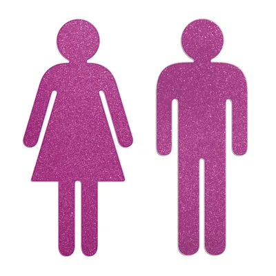 Immagine prodotto di Cartello indicatore WC donne/uomini Set di 2 cartelli per WC in acciaio inossidabile verniciato viola | viola