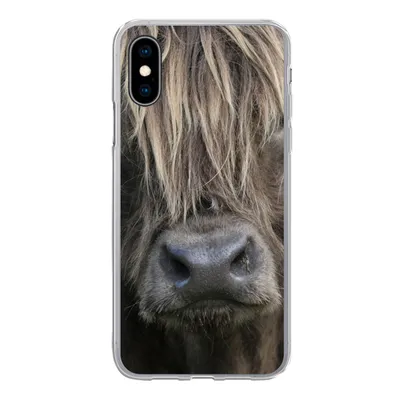 Produktbild von MuchoWow® Handyhülle Schutzhülle Hülle für iPhone X Schottischer Highlander - Braun - Nase Silikon Softcase Handy Hülle - Handyhülle