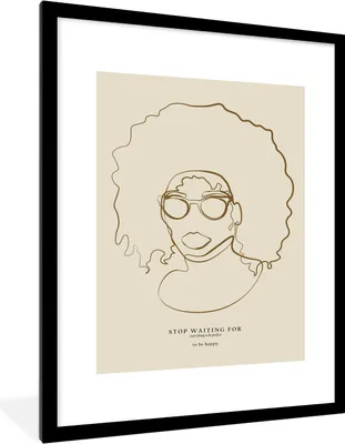 Produktbild von MuchoWow® Gerahmtes Poster Linienkunst - Frau - Text - Zitate 60x80 cm - Poster mit Schwarzem Bilderrahmen Wandposter Rahmen Foto Bilder - Wohnzimmer - Dekorationen - Prämie
