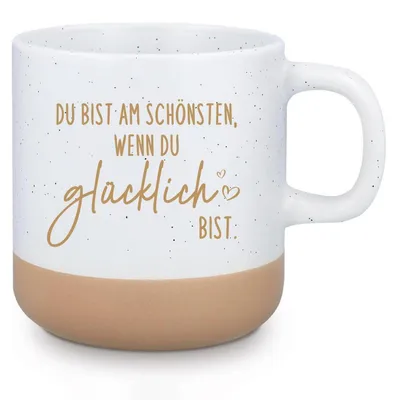 Immagine prodotto di Tazza in Vetroceramica con la scritta: "Sei più bella quando sei felice" | Regalo per mamma, amica, collega