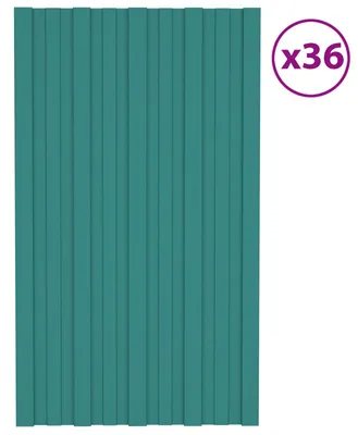 Image de Panneaux de toiture vidaXL, 36 pièces, vert, 80 x 45 cm, acier galvanisé