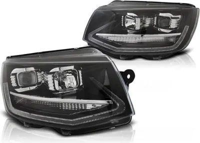 Productafbeelding van LED-dagrijverlichting (DRL) voor koplampen, geschikt voor VW T6, bouwjaar 2015-2019, kleur: zwart