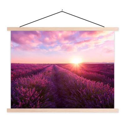 Produktbild von MuchoWow® Textilposter Lavendel - Blumen - Frankreich 60x45 cm mit holzfarbenen Rahmen - Bild
