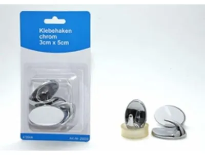 Obrázok produktu pre Lepiace háčiky, chróm, cca 3 x 5 cm, 4 kusy