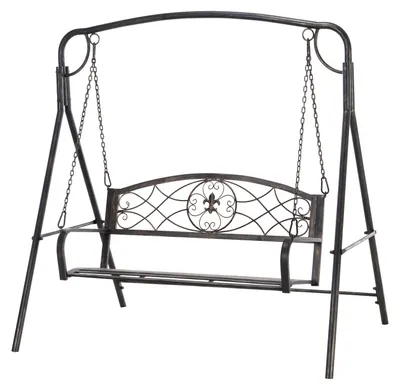 Produktbild von GartenschaukelSchaukelbankfürdenGartenOutdoor-Schaukel,VintageDesign,Messing-Optik,167cmx123cmx175cm