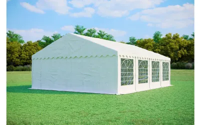 Zdjęcie produktu dla Namiot imprezowy 6x8 m PREMIUM – PVC 500 g/m² z impregnacją ogniochronną, rama dolna + wzmocnienia dachu, do 96 osób - Biały