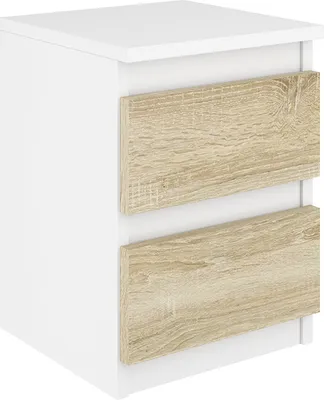 Produktbild von YUMEBLY Nachttisch | Nachtschrank | Beistelltisch | Nachtkommode für Schlafzimmer, Wohnzimmer, Jugendzimmer | 30x41x30 cm | Weiß - Sonoma