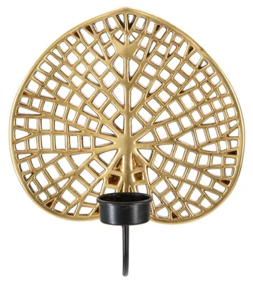 Produktbild von Mauro Ferretti Wandkerzenhalter Lotus goldfarben schwarz 20x8x22,2 cm