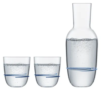Obrázek produktu pro ZWIESEL GLAS handmade 1382 KARAFFE 0,75 + 2 BECHER 42 AURA BLAU 121694