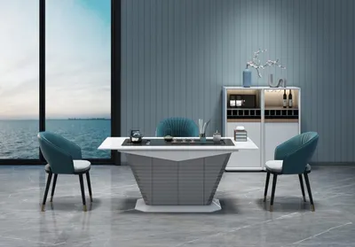 Produktbild von Modernes Esszimmer-Set Esstisch und Vitrinenschrank