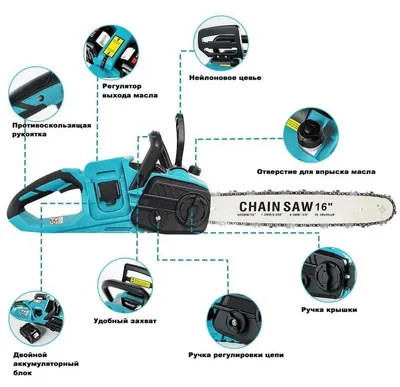 Image de Scie à chaîne sans fil - Scie d'élagage sans fil - Lame de 40 cm - Moteur sans balais - 3500 W - 21 V - 2 batteries