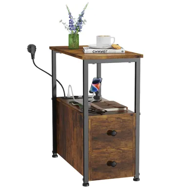 Produktbild von Beistelltisch mit Ladestation, Sofatisch mit 2 Schubladen und USB-Anschluss und Steckdose