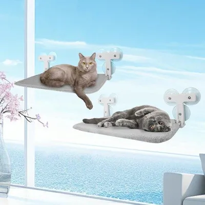 Produktbild von Famanu Katzenhängematte 2 Stück - Faltbare Fensterbank für Katzen, 52 × 30 cm