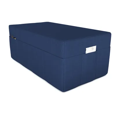 Image de POKAR Housse pour matelas pliable en 3 parties Matelas pliable Matelas d'invité Lit de camp Lit pliant, Taille:Housse 120 x 195, Couleur:Bleu foncé