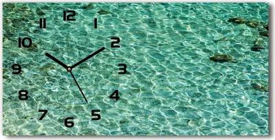 Produktbild von Wanduhr aus Glas – 60x30 cm - Glasbild - Glasuhr - Gehärtetes Glas - schwarze-zeiger - transparente Wasser