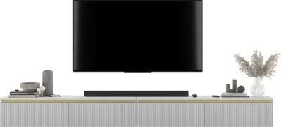 Produktbild von TV-Wandschrank SELENE von Lindner Möbel – viertürig - 280 x 30 x 35 cm - Farbe: Weiß matt - Italienische Tiefmattfolie