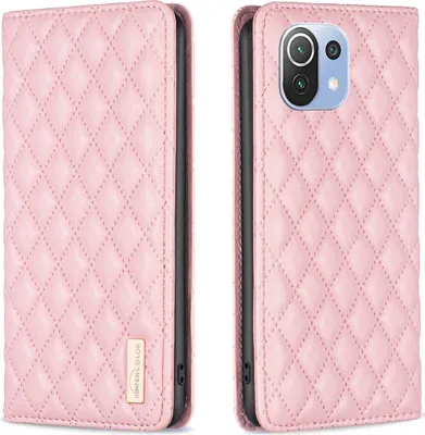 Produktbild von Xiaomi Mi 11 Lite Hülle, Elegant Bookstyle Flip Leder Kartenfächer Schutzhülle mit Ständer für Xiaomi Mi 11 Lite Pink
