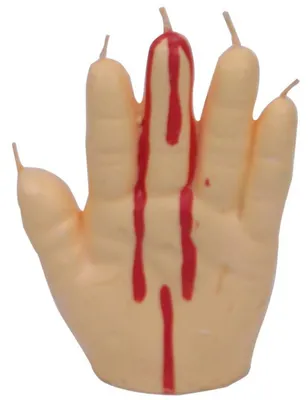 Produktbild von Blutige Hand Kerze Halloween-Deko beige-rot - Einheitsgröße