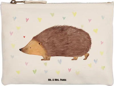 Produktbild von Mr. & Mrs. Panda Federmappe Igel Herzen Größe M - Weiß - Geschenk, Liebe, Vertrauen, Mäppchen, Schminktasche, Leben, Schlampermäppchen, Kulturbeutel, Lustige Sprüche