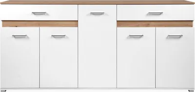 Produktbild von Anrichte >Volos< in weiß / Artisan Eiche Nachbildung - 196,5x91x38 (BxHxT)