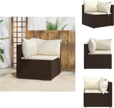 Zdjęcie produktu dla vidaXL Narożna sofa ogrodowa z poduszkami brązowy rattan - Sofy ogrodowe