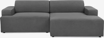 Immagine prodotto di Divano a 3 posti di design moderno con reclinazione a destra in tessuto Toliman - Grigio scuro